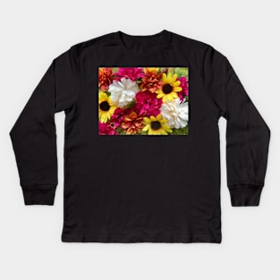 Warm Floral Arrangement - Assorted Flowers Kids Long Sleeve T-Shirt